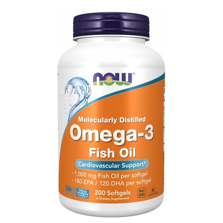 Now Foods Omega-3 kwasy tłuszczowe EPA i DHA 1000 mg 200 kaps.