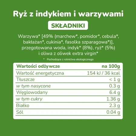Smileat, BIO Słoiczek z ryżem i indykiem z warzywami, małe kawałki 10m+, 230g