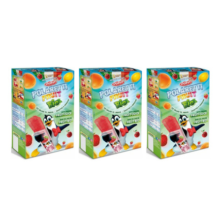 Zestaw: 3x LODY WODNE DO ZAMROŻENIA BIO 10 szt. x 40 ml - POLARETTI FRUIT