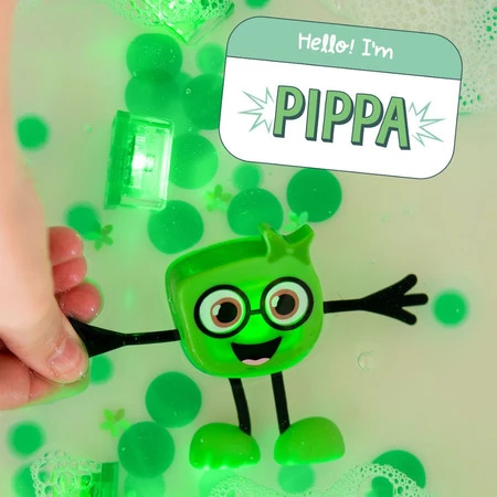 Glo Pals, Postać do kąpieli Pippa - zestaw z dwiema kostkami sensorycznymi świecącymi w wodzie