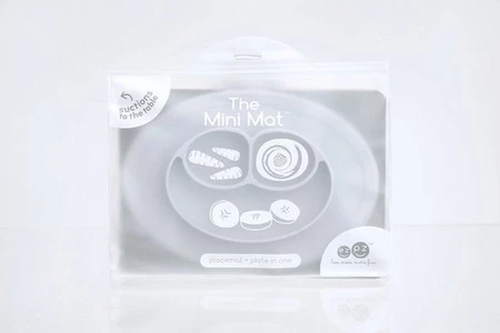 EZPZ Silikonowy talerzyk z podkładką mały 2w1 Mini Mat pastelowa szarość
