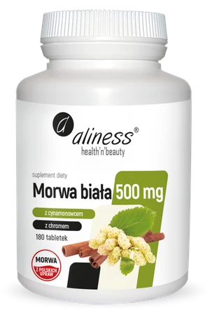 Aliness Morwa biała 4:1 z cynamonowcem i chromem 500 mg x 180 tabletek