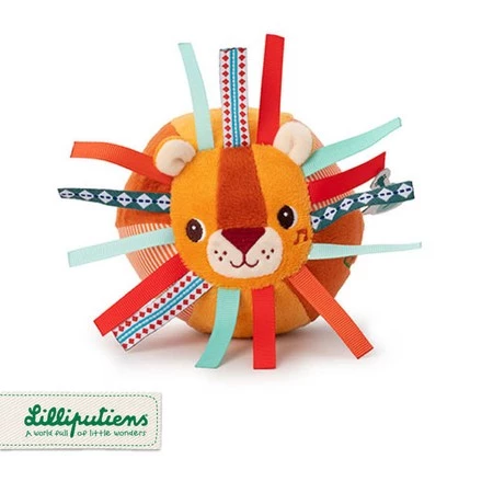 LILLIPUTIENS Piłeczka sensoryczna z dzwoneczkiem i wypustkami Lew Jack 6 m+