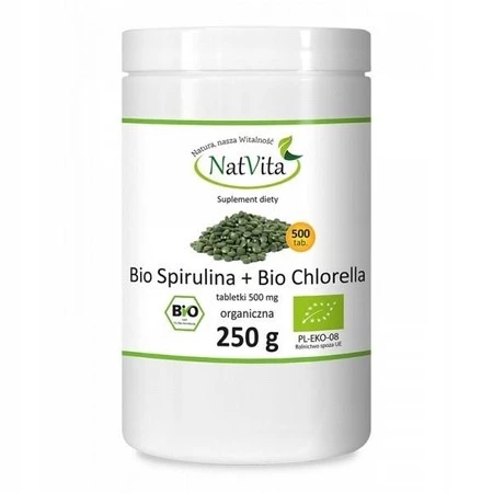 Natvita BIO Spirulina i BIO Chlorella 500 tabletek