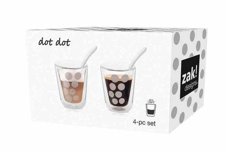 Zak!- Zestaw 2 szklanek 200ml z łyżeczkami,srebrny