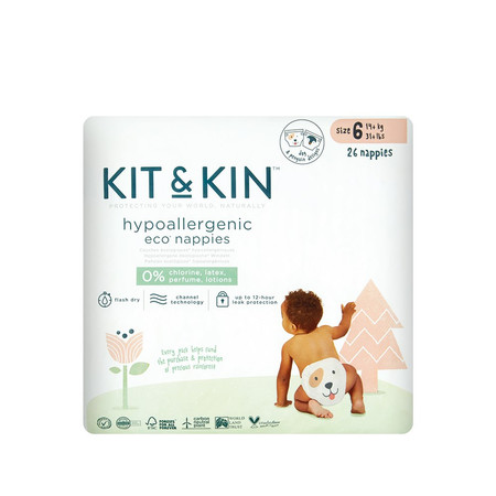 Kit & Kin, Pieluszki Jednorazowe 6 Junior (15 kg+), Piesek/Pingwinek, 24 szt.