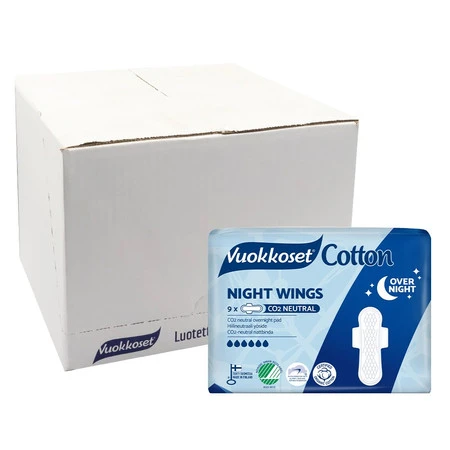Vuokkoset, COTTON, NIGHT WINGS, Podpaski ze skrzydełkami na noc, 9 szt.