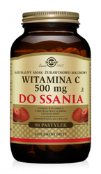 Solgar Witamina C 500 mg do ssania 90 past. żurawinowo malinowa