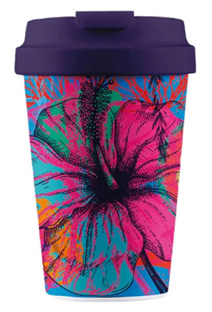 KUBEK PODRÓŻNY Z TWORZYWA PLA KOLOROWY OGRÓD 350 ml - CHIC-MIC