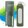 Wessper Butelka motywacyjna szklana z silikonem BOROSILICATE oliwkowa 1000 ml