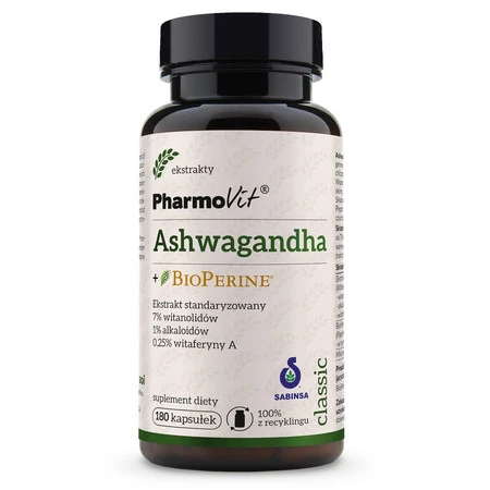 Ashwagandha + BioPerine suplement diety 180 kaps.