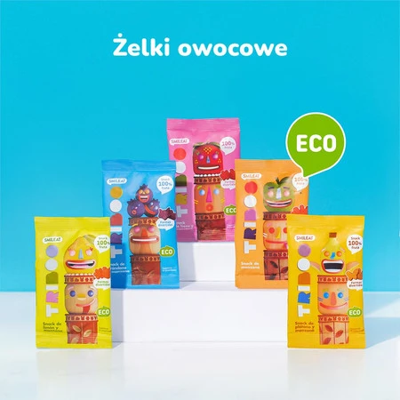 Smileat Triboo, BIO Sminolas, Żelki owocowe bez cukru Jabłko i Jagoda, 25g