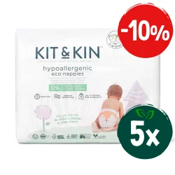 Zestaw: 5x Kit and Kin, Biodegradowalne Pieluszki Jednorazowe 4 Maxi Plus (9-14kg), Fox/Tiger, 32 szt.