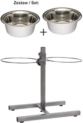 BARRY KING Stojak Regulowany z Miskami metaliczny 2 x 1,8l
