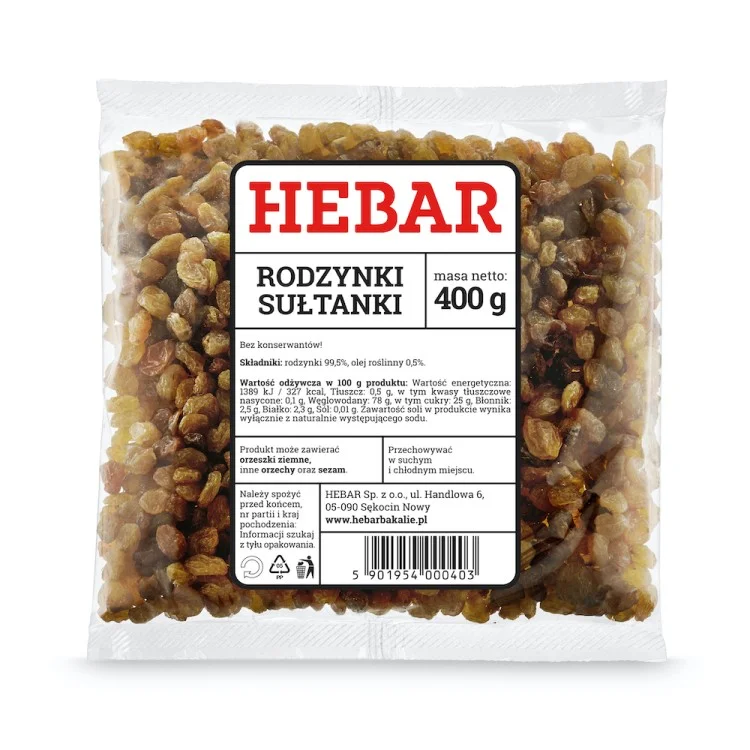 Hebar Rodzynki sułtanki 400 g - Nabea.pl
