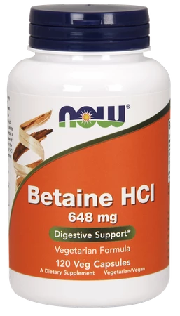 Now - Betaine HCI 648 mg - 120 kaps