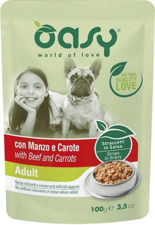 OASY Dog Strips in Gravy Adult Wołowina Marchew 100g