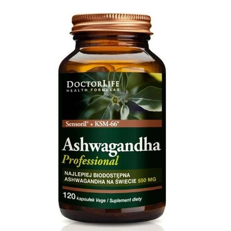 Ashwagandha KSM-66+ Sensoril ekstrakt z korzenia 550mg suplement diety 120 kapsułek