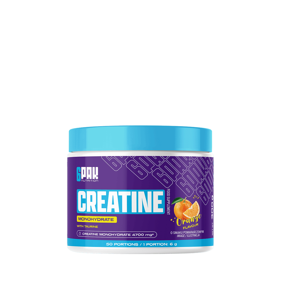 6PAK CREATINE MONOHYDRATE Monohydrat 300g smak pomarańcza - Nabea.pl