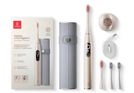 OCLEAN SZCZOTECZKA ZESTAW X PRO DIGITAL ZŁOTY (Szczoteczka soniczna + 4szt główek + etui)