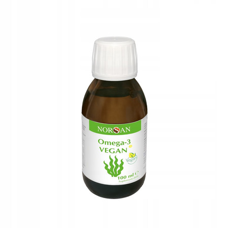 Zestaw Norsan: 1x kwasy Omega-3 z olejem z alg roślinnych 100 ml smak cytryna Vegan i 1x Omega-3 VEGAN 80 kaps.