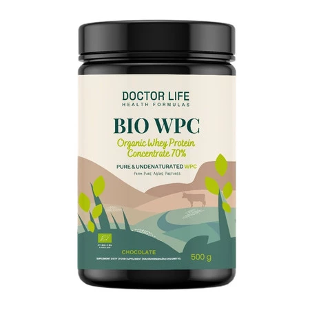 Doctor Life BIO WPC Organic Whey Protein Concentrate odżywka białkowa WPC 70%  - 500g smak czekolada