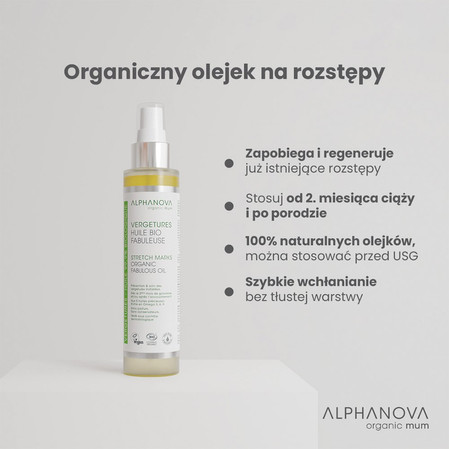 Alphanova Organic Mum, organiczny olejek do pielęgnacji skóry, 100ml