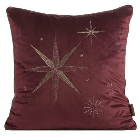 Poszewka świąteczna dekoracyjna, kolor bordowy z haftem, rozm. 45 x 45 cm