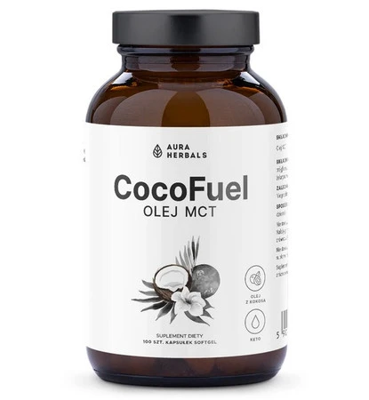 Aura Herbals Coco Fuel, Olej MCT 2000 mg wsparcie odchudzania, 100 kaps.