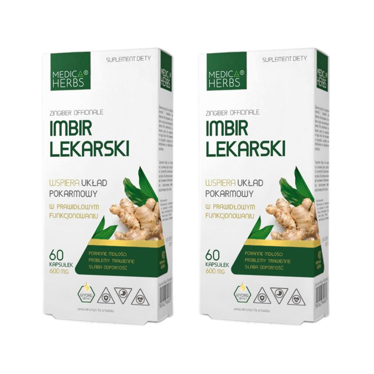 Zestaw 2x MEDICA HERBS Imbir Lekarski 600mg - 60 kaps. - Nabea.pl