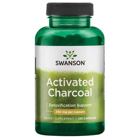 SWANSON Activated Charcoal 260mg, 120kaps. - Węgiel drzewny aktywny