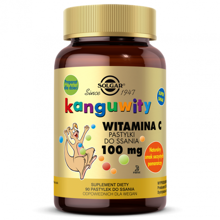 Solgar Kanguwity witamina C 100 mg 90 pastylek do ssania smak pomarańcza