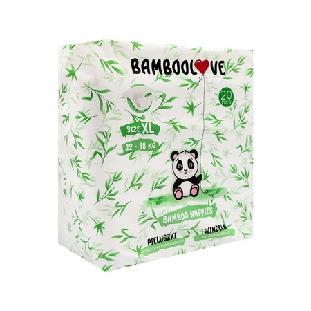 BAMBOOLOVE, Pieluszki jednorazowe bambusowe, rozmiar XL (12-18 kg), 20 szt.