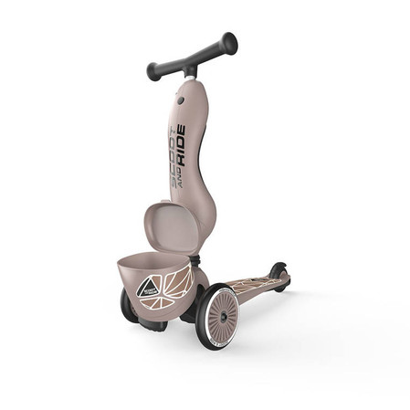 SCOOTANDRIDE Highwaykick 1 Lifestyle 2w1 Jeździk i hulajnoga z zamykanym schowkiem 1-5 lat Brown Lines