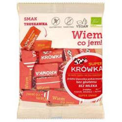 Super Krówka − Krówki bezmleczne truskawkowe bezgl. BIO − 150 g