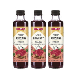 Zestaw: 3x Syrop korzenny malinowy z przyprawami korzennymi 250 ml