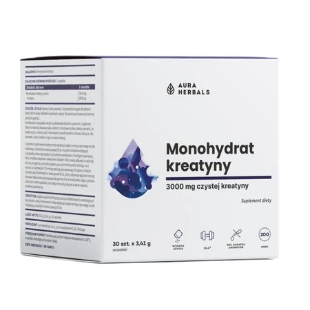 Aura Herbals Monohydrat Kreatyny 3000 mg - 3,41 g x 30 saszetek