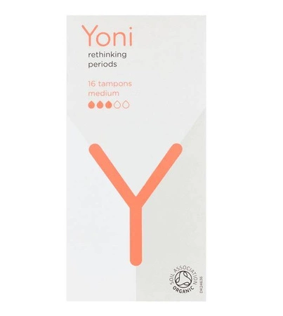 Yoni − Organic Cotton Tampons, tampony z bawełny organicznej Medium − 16 szt.