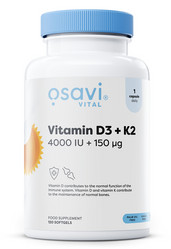 Osavi Vitamin D3 + K2, 4000IU + 150mcg - 120 kaps.