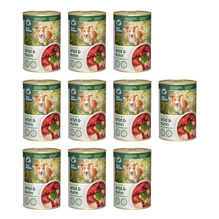 Zestaw 10x PURE NATURE DOG Wild Huhn - dziczyzna i kurczak z żurawiną dla dorosłych psów (400g)