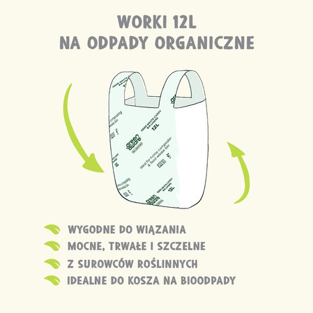 GreenAware, Kompostowalne worki na śmieci 12 L, 14 szt.