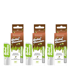 Zestaw: 3x 4 organic Naturalny nawilżający balsam do ust Dubajska czekolada 5g