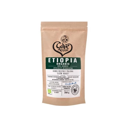 Kawa ziarnista ręcznie palona 100% Arabica Etiopia BIO 250 g