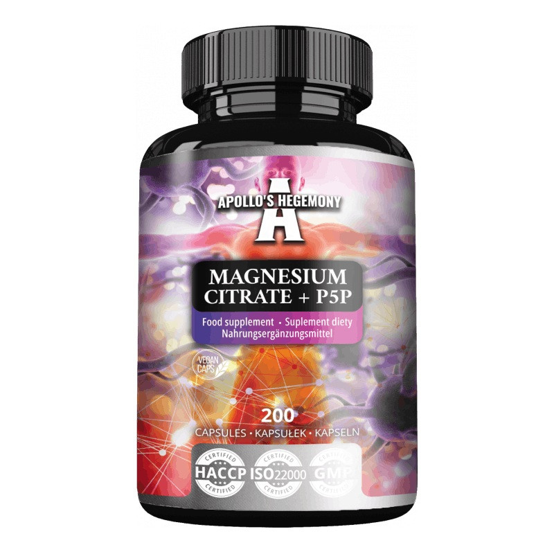 Apollo’s Hegemony Magnesium Citrate + P5P suplement diety 200 kaps. - Nabea.pl