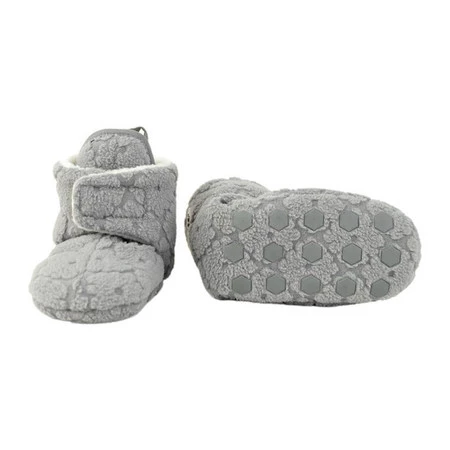 Lodger Polarowe buciki kapcie z antypoślizgową podeszwą szare Fleece Drizzle 6-12 m