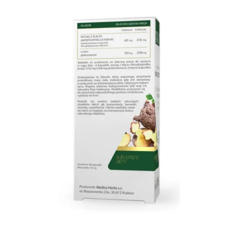 MEDICA HERBS Glukomannan 620mg na wsparcie redukcji wagi 60 kaps.