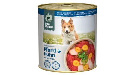 Zestaw 10x PURE NATURE DOG Pferd Huhn - konina i kurczak z marchewką i algami dla dorosłych psów (800g)