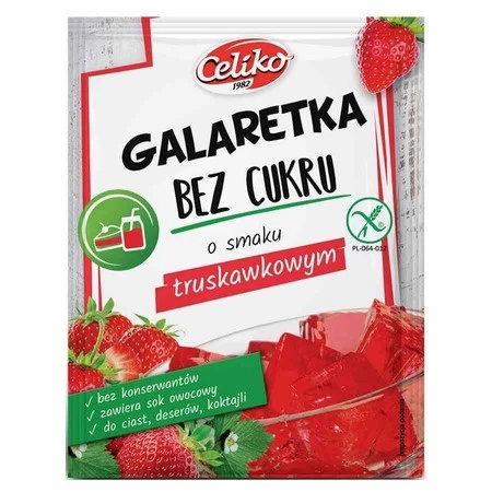 Celiko − Galaretka bez cukru truskawkowa bez glutenu − 14 g