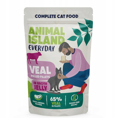 Animal Island Mokra karma dla kota Szarpane Fileciki W Galarecie Z Rosołu Cielęcina 12 x 85g