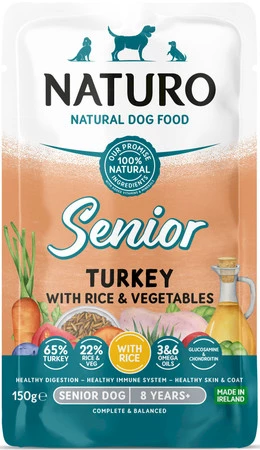 NATURO Senior Dog MINI Indyk Ryż Warzywa 150g